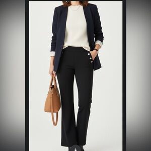 Jenna Rose Size 10 Stylish Black Flared Pants with Button Accents